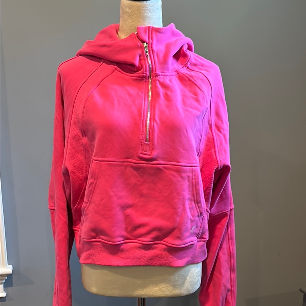 Zyia hot pink Retreat 1/4 Zip Crop Hoodie